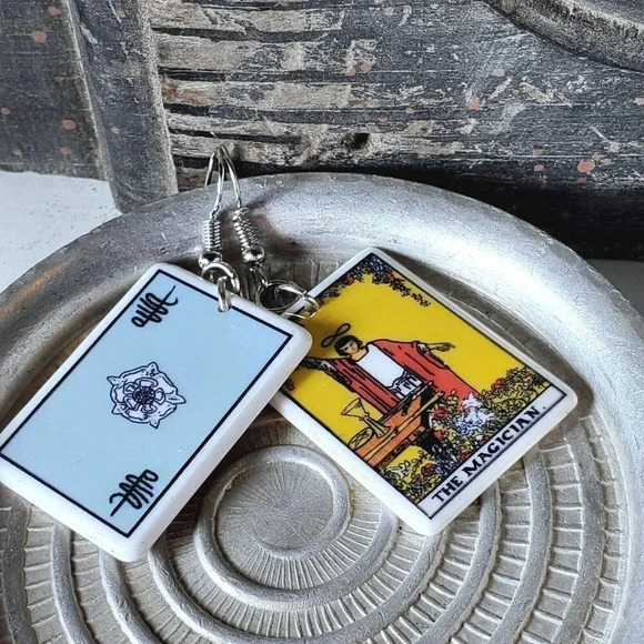 Mystical Tarot Card The Magician Oracle Archetype Lightweight Earrings - Picture 4 of 6